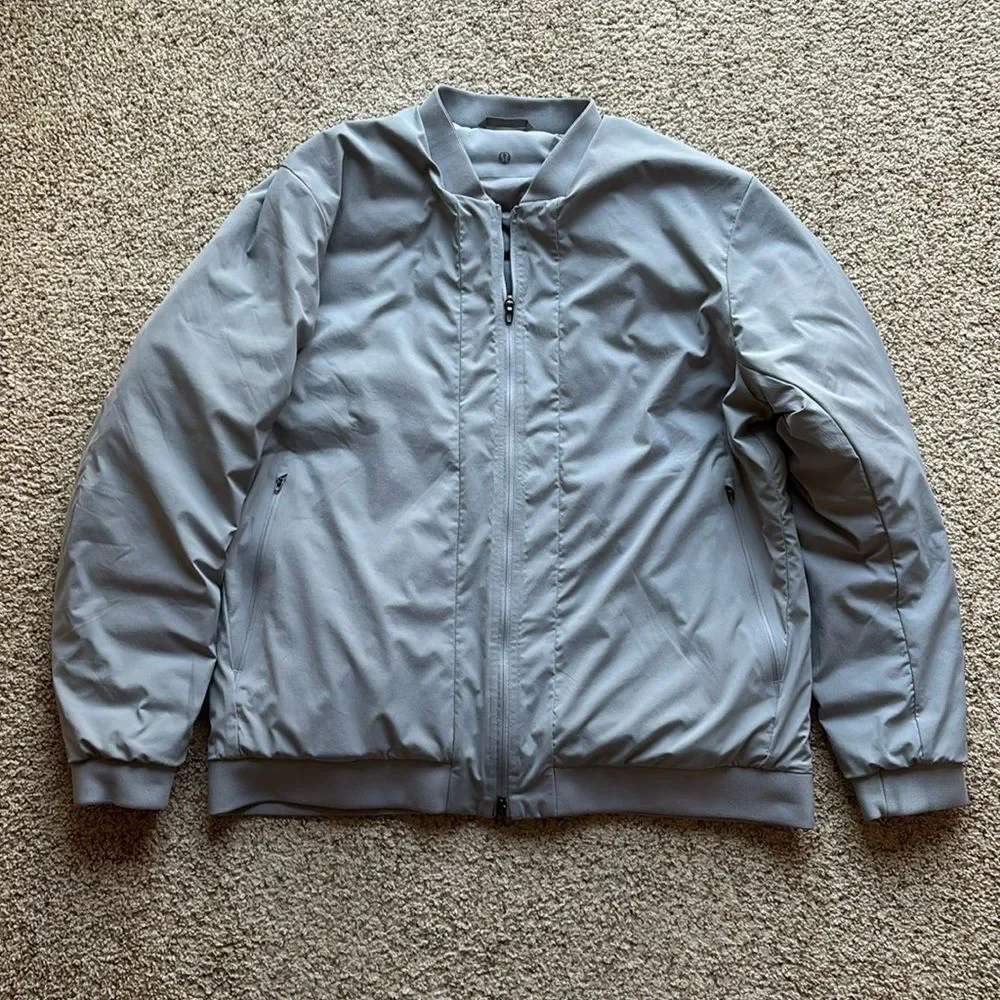 Lululemon Men’s Goose Down Insulated Primaloft Intermission Bomber Jacket Gray